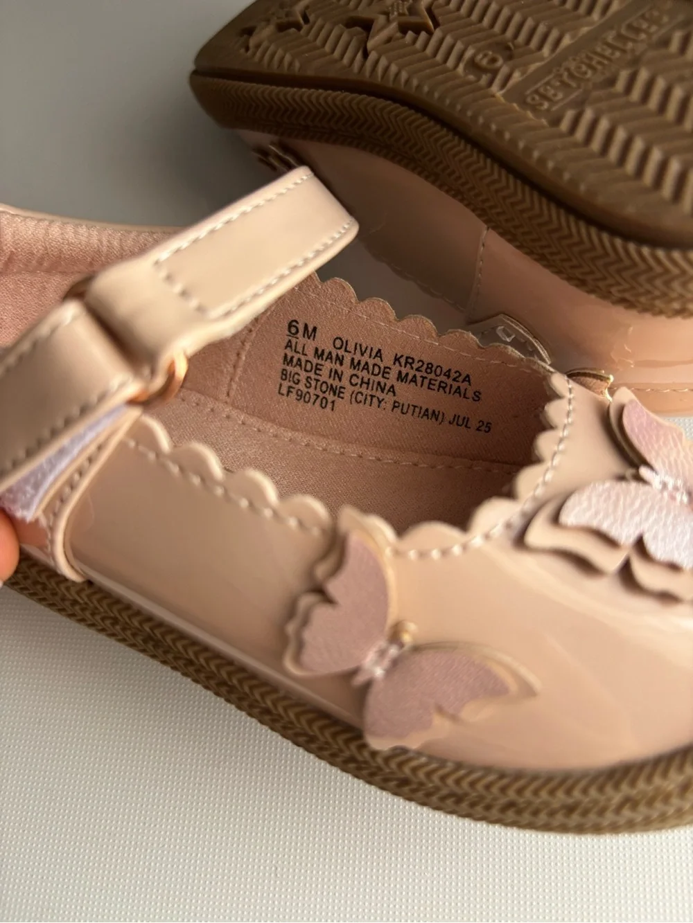 Seychelles Girls' Blush Patent Mary Janes with Butterfly Appliqués